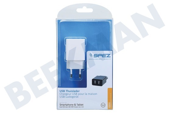 Spez  Dual USB Ladegerät für Zuhause 2.1A, Weiß