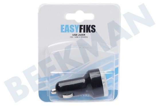 Easyfiks  USB Auflader 12 Volt, 3.1A 2 Port Schwarz