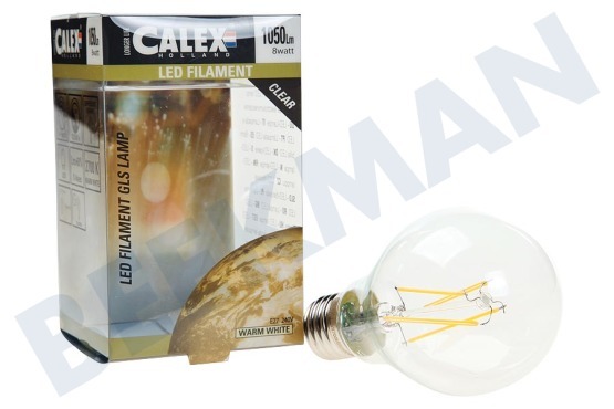 Calex  425210.1 Calex LED Vollglas Filament Standardlampe Klar 8W