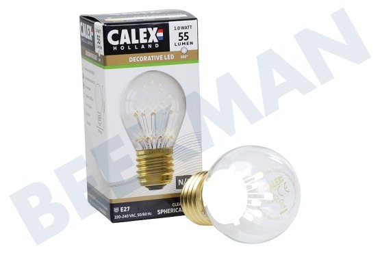Calex  1301004400 Calex Pearle LED-Kugellampe 240V 0,9 W E27 P45, 14 LEDs