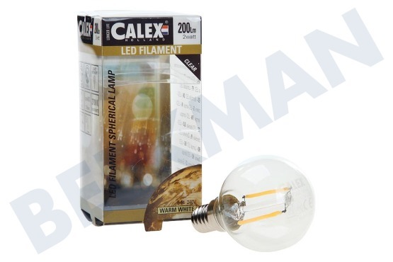 Calex  425102 Calex LED Vollglas Filament Kugellampe 240V 2W 200lm E14