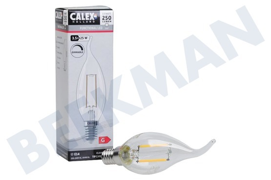 Calex  1101005600 LED-Kerzenlampe mit Vollglasfadenspitze, klar, 3,5 Watt, E14