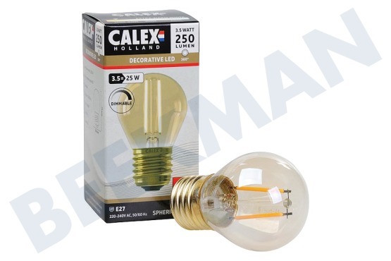 Calex  1101004900 LED Filament Kugellampe 3,5 Watt, E27 G45 dimmbar