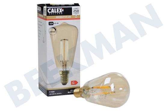 Calex  1101001500 LED Vollglas Filamentlampe 3,5 Watt, E14 Gold ST48