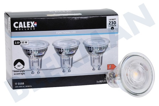 Calex  1301007100 LED SMD GU10 Glas 2,8 Watt, 2700K - 3er Pack