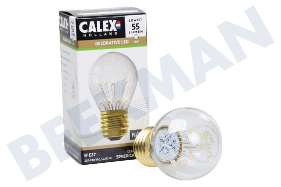 Calex  1301004400 Calex Pearl LED-Kugellampe 240 Volt, 1,0 Watt, E27 P45, 14 LEDs