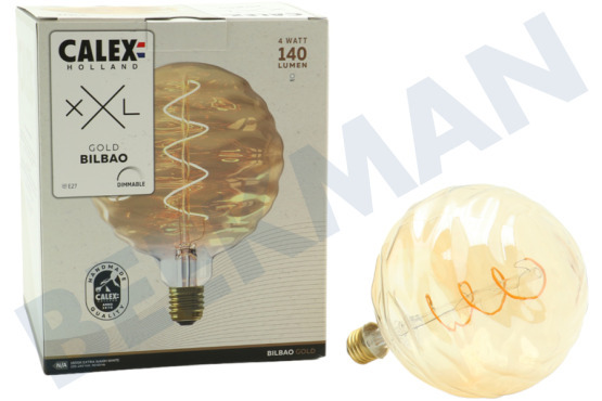 Calex  2101002400 Bilbao LED Lampe 4 Watt, E27 Gold dimmbar