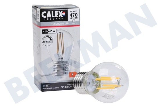 Calex  1101004300 LED Straight Filament Kugellampe Klar 4,5 Watt, E27