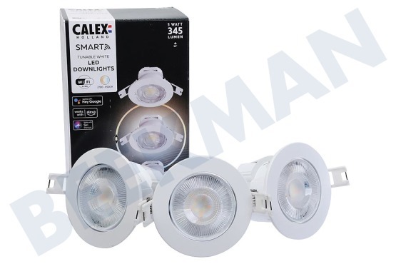 Calex  429278 Smart Wifi CCT Downlight, Weiß, 3er-Pack