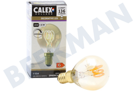 Calex  1001002700 Bullet LED Lampe Flexible Filament Gold E14 Dimmbar