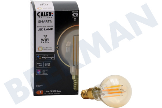 Calex  Smarte LED Filament Rustikale Goldkugellampe E14 Dimmbar