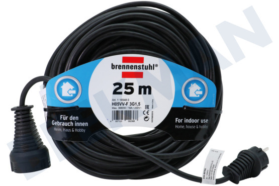 Brennenstuhl  Kabel 3G, 1,5 mm2, 25 Meter, Schwarz, 3680 Watt, 16 A
