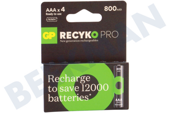 GP  LR03 ReCyko+ Pro AAA 800 - 4 wiederaufladbare Batterien