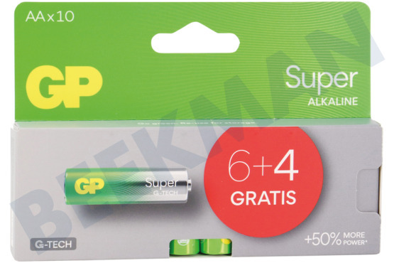 GP  LR06 AA-Batterie GP Super Alkaline Multipack 1,5 Volt, 6 Stück +4 gratis