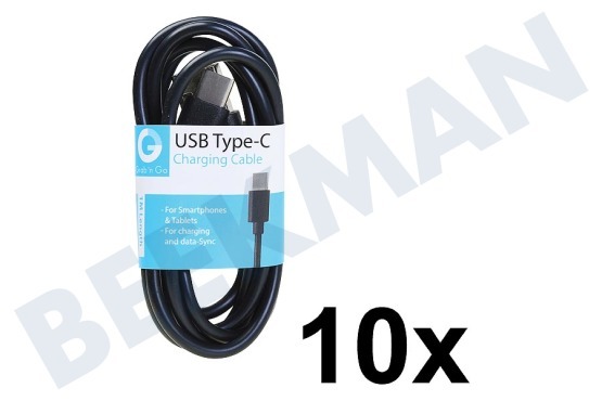 Grab 'n Go  USB Anschlusskabel USB Type C Male zu USB Type A Male, Schwarz 1 Meter
