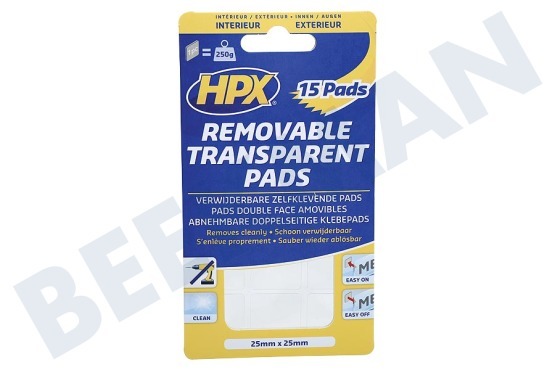 HPX  HT2525 Abnehmbare transparente Pads 15 Stück 250kg