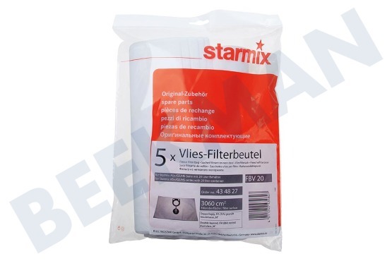 Starmix Staubsauger Staubsaugerbeutel AS + GS-Systeme 20 Liter Micro Fleece