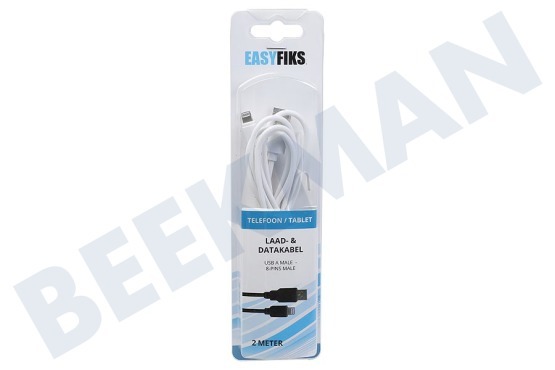 Easyfiks  8-pin USB Lade- und Datenkabel 200cm Weiß