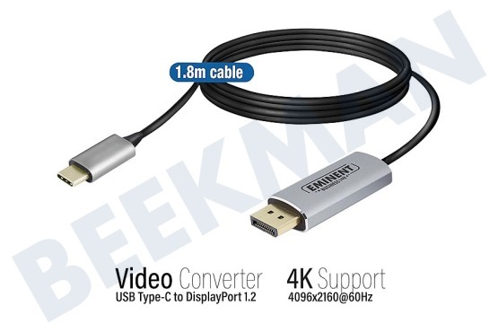 Eminent  AB7875 USB Type-C zu Displayport 4K Anschlusskabel 1,8 Meter