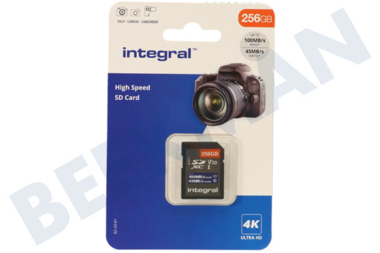 Integral  INSDX256G-100V30 Hochgeschwindigkeits-SD-Karte 256 GB 100 MB/S SDHC/XC V30 UHS-I U3