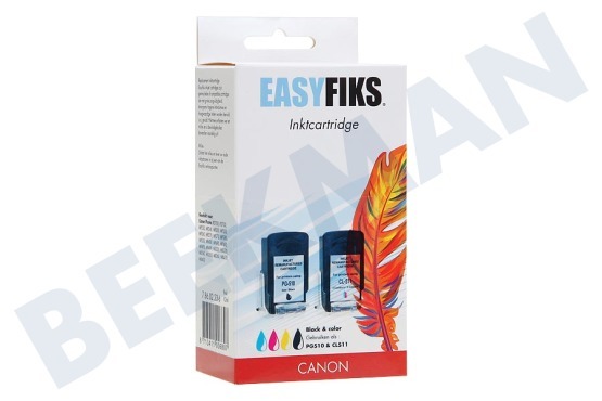 Easyfiks  PG-510 + CL-511 Druckerpatrone PG510 CL511 Schwarz Farbe Kombipack