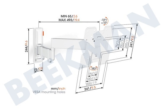 Vogel's  TVM3245 Schwenkbare TV-Halterung Weiß 19 - 43 Zoll