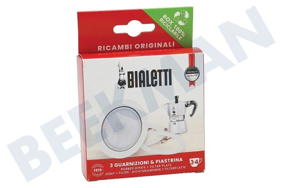 Bialetti  800033 Filter 3 und 4 Tassen, 3 Dichtungen